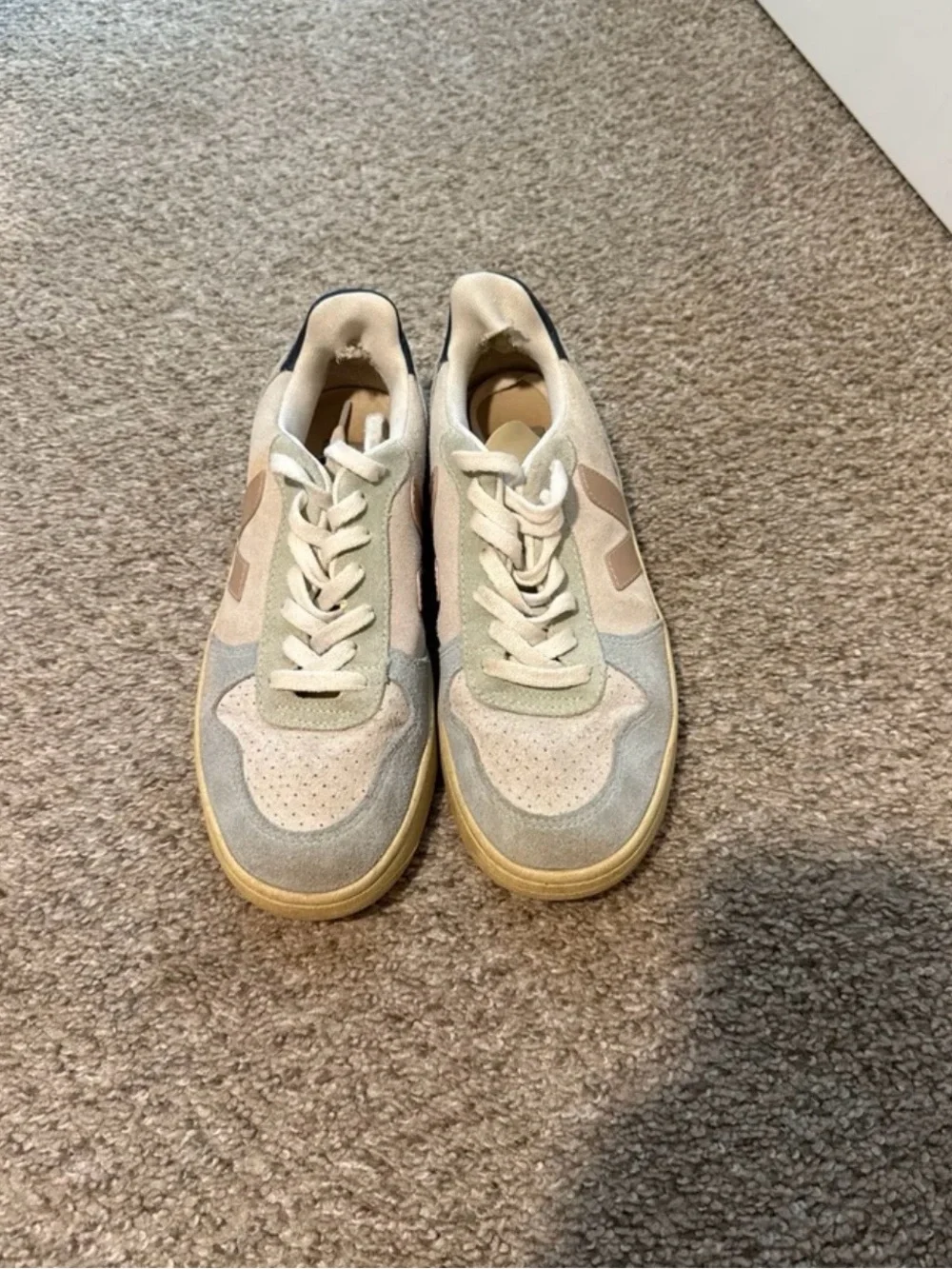 Veja Low-Top Sneakers in Cream, Light Blue, Blush, and Navy